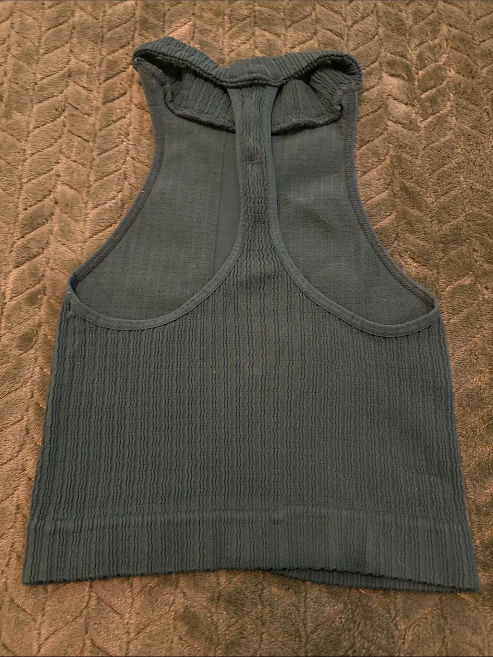 Intimately Free People High Neck Ribbed Crop Top Teal Blue Green XS